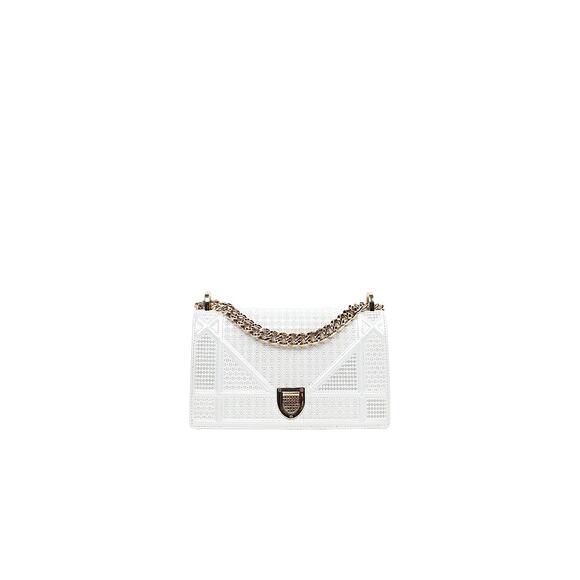 DIOR White Metallic Diorama Chain Shoulder Bag A-A31905 - Picture 1 of 1
